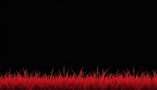 A dark background with red grass in the foreground.