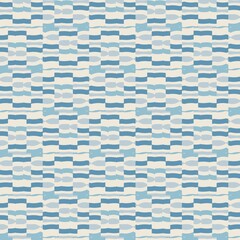 A repeating geometric pattern with a grid of textured rectangular blocks in shades of blue and cream, some with wavy or oval forms