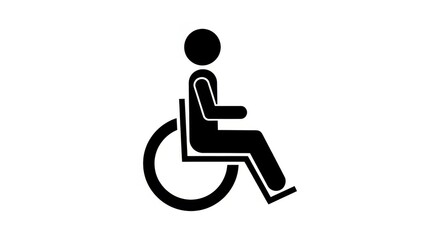 A black silhouette of a person sitting in a wheelchair representing disability