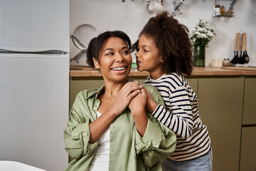 Cherished moments of joy and love between mother and daughter at home