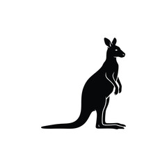Tall Standing Kangaroo Profile Vector