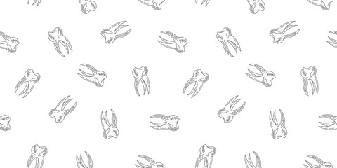doodle Teeth Pattern background. doodle tooth pattern background. dental seamless pattern background.	