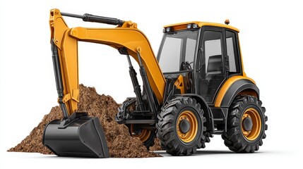 Construction machinery action backhoe loader working at construction site heavy equipment in action realistic environment
