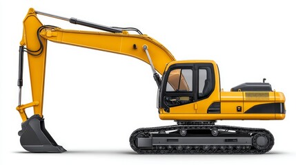Construction equipment action yellow excavator loader in work environment machine operation viewpoint