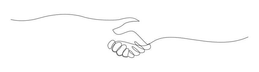 One Line Handshake Drawing Vector Illustration