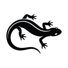 Minimalist black and white lizard salamander design for logos and graphic elements artwork