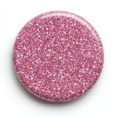 Round, glossy, pink glitter disc