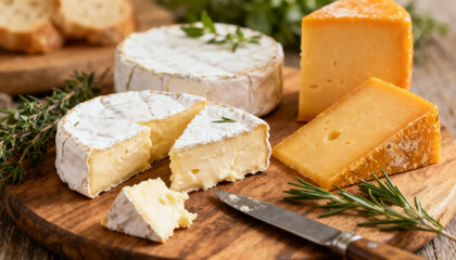 blue cheese on a wooden board
