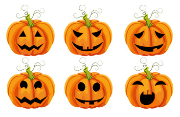 Halloween pumpkin faces generator.png cartoon pumpkin with scared and smiley faces. Illustration halloween scared face, pumpkin smiley.