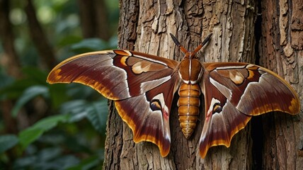 Fototapeta premium Colorful Butterfly on Bark