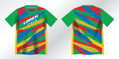 colorful abstract red blue green and yellow background pattern for sport jersey design mockup