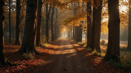 Autumn Pathway in Woods