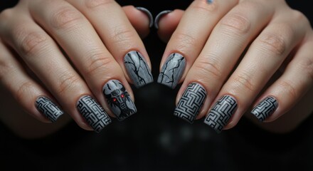 Cyberpunk-Inspired Nail Art with Futuristic Designs