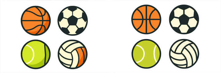 Obraz premium A diverse collection of popular sports balls including basketball, soccer, tennis, and volleyball, ideal for athletic themes