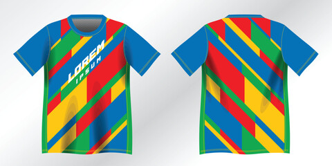 colorful abstract red blue green and yellow background pattern for sport jersey design mockup