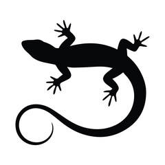 Naklejka premium Sleek Silhouette of a Gecko Lizard with a Curled Tail Graphic Illustration