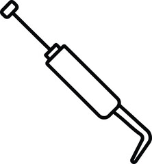 Black line icon of a desoldering pump tool on white background solder sucker electronic repair