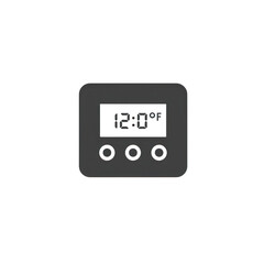 Digital thermostat icon with buttons isolated on transparent background