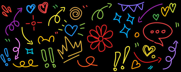 Obraz premium Hand drawn simple elements set. Doodle vector illustration