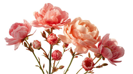 Obraz premium Delicate Coral Roses Bouquet on Transparent Background