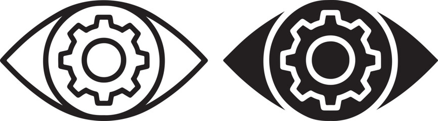 Eye with Gear Icon Representing Vision, Technology, and Innovation