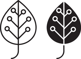 Leaf with Circuit Pattern Icon Representing Green Technology, Sustainability, and Digital Innovation