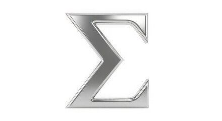 A shiny metallic sigma symbol, isolated on transparent background