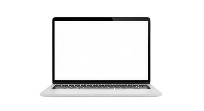 Laptop with blank screen isolated on transparent background