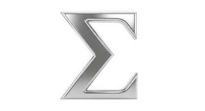 A shiny metallic sigma symbol, isolated on transparent background - Powered by Adobe