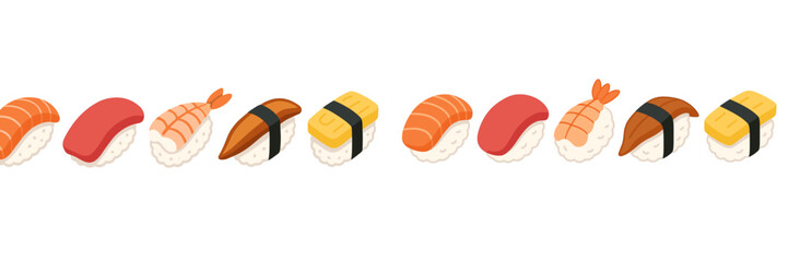 Delicious assortment of traditional Japanese nigiri sushi pieces including salmon, tuna, shrimp, eel, and tamago