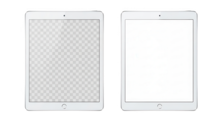 Two tablets with transparent and white screen isolated on transparent background