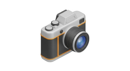 Modern camera with lens isolated on transparent background
