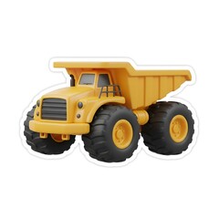Obraz premium 3D cartoon construction dump truck sticker isolated