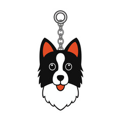 Border Collie Face Keychain Design Vector Art