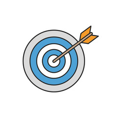 Target with arrow hitting bullseye symbolizing success and goal achievement.
