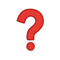 A bold red 3D-style question mark, a vibrant icon for help sections, quizzes, and attention-grabbing graphics. Transparent Background, Cutout