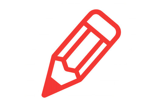 Red pencil icon floating against transparent backdrop, representing writing, drawing, creative communication - Powered by Adobe