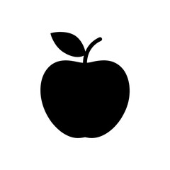 Simple black silhouette of an apple fruit on transparent background