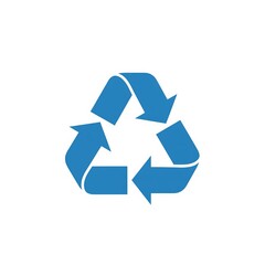 Obraz premium Blue recycling symbol icon on a white background, recycle logo illustration