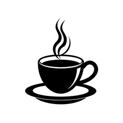 Obraz premium A black and white cup of coffee with steam on transparent background