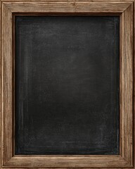 Rustic wooden framed blackboard with chalk dust and scratches
