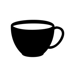 Silhouette of a Cup of Coffee or Tea on a White Background