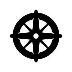 Obraz premium Black and white illustration of a nautical compass rose in silhouette