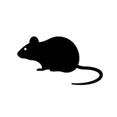 Simple black silhouette of a mouse with white background for various designs