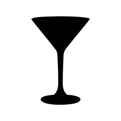 Simple Black and White Martini Glass Silhouette Illustration Against White Background
