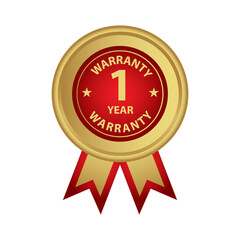 Gold medal with red ribbon award vector illustration, a symbol of first-place best quality achievement and success