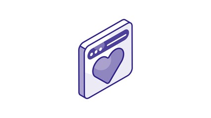 Heart inside webpage showing concept animated icon of dating website