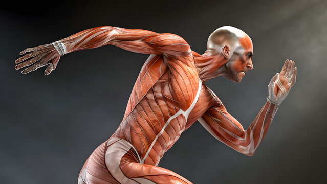 Human skeletal muscles system in motion