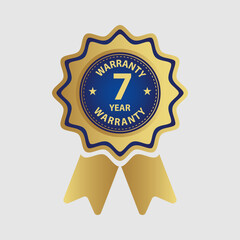 Gold 7 Year Warranty Badge with Blue Center seal award