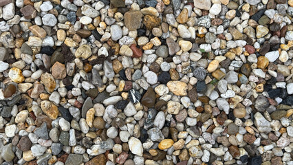 Natural Mosaic: A Close-Up of Diverse Pebbles and Stones in Various Textures and Colors Displaying Earth's Beauty